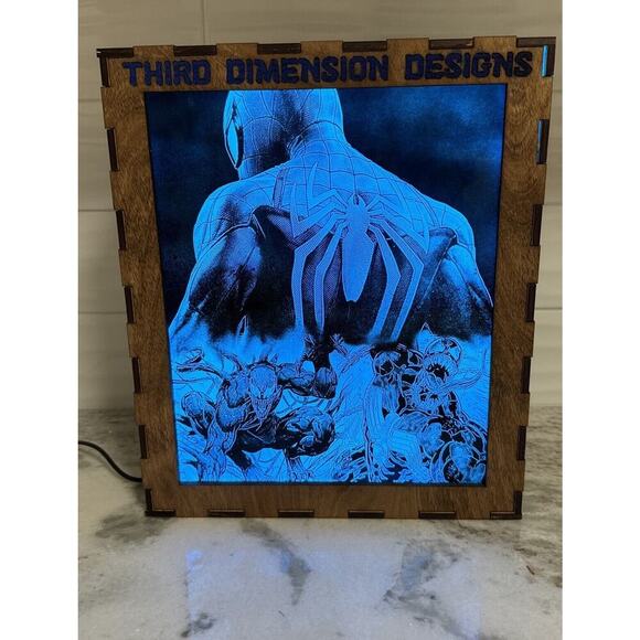 Custom Made Neon Lighted Color Changing Spider-Man Venom Wall/Standing Light Box - Picture 6 of 15